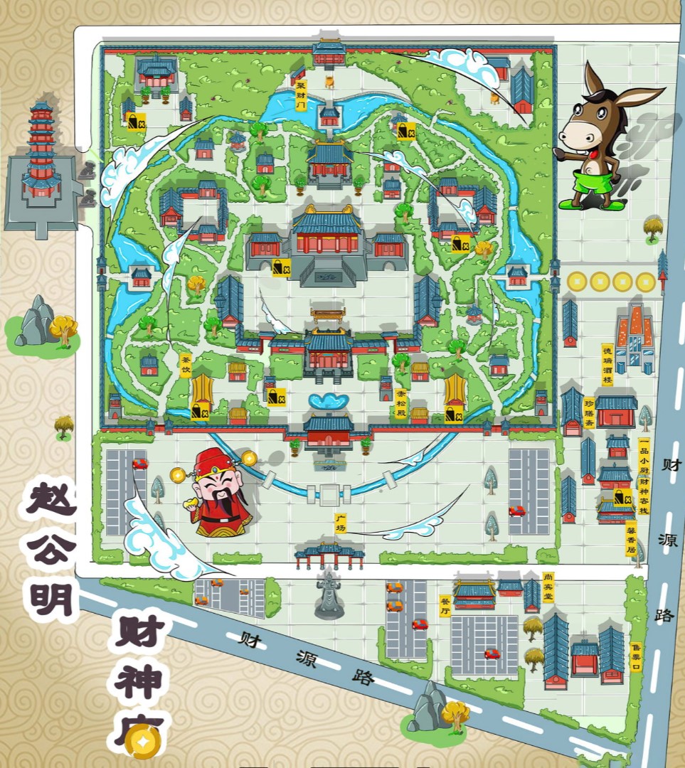 宝山寺庙类手绘地图